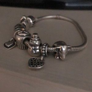 Pandora Jewelry - Silver Pandora Bracelet with 7 Charms Pandora Jewelry - Silver Pandora Bracelet with 7 Charms